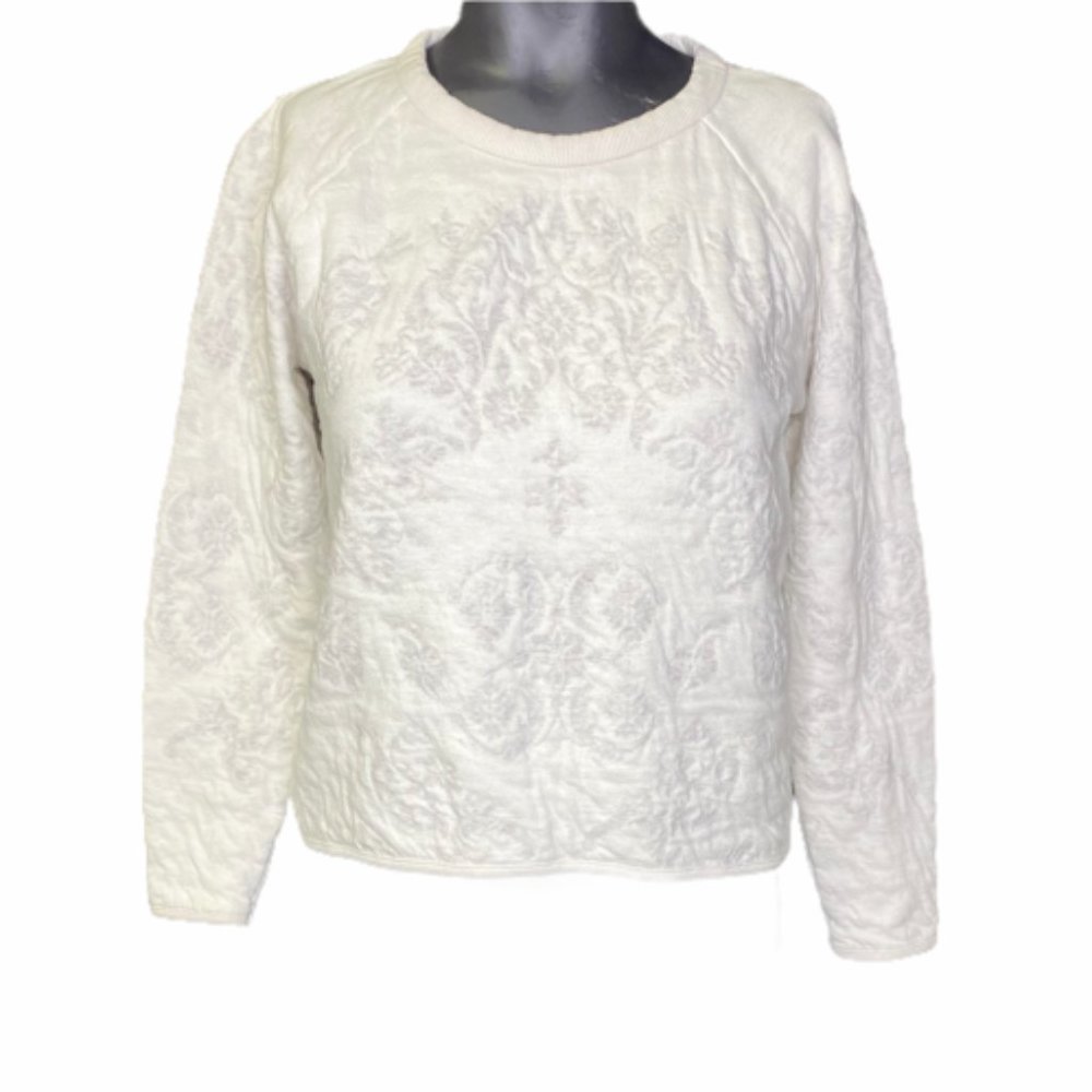 Lou & Grey Womens Quilted Pullover Gray White